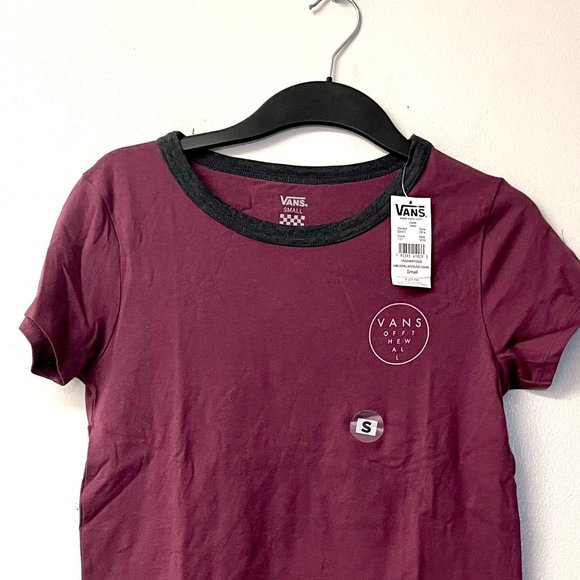 NWT! Vans Woman Ring Around Tee Maroon/Small - Picture 7 of 7